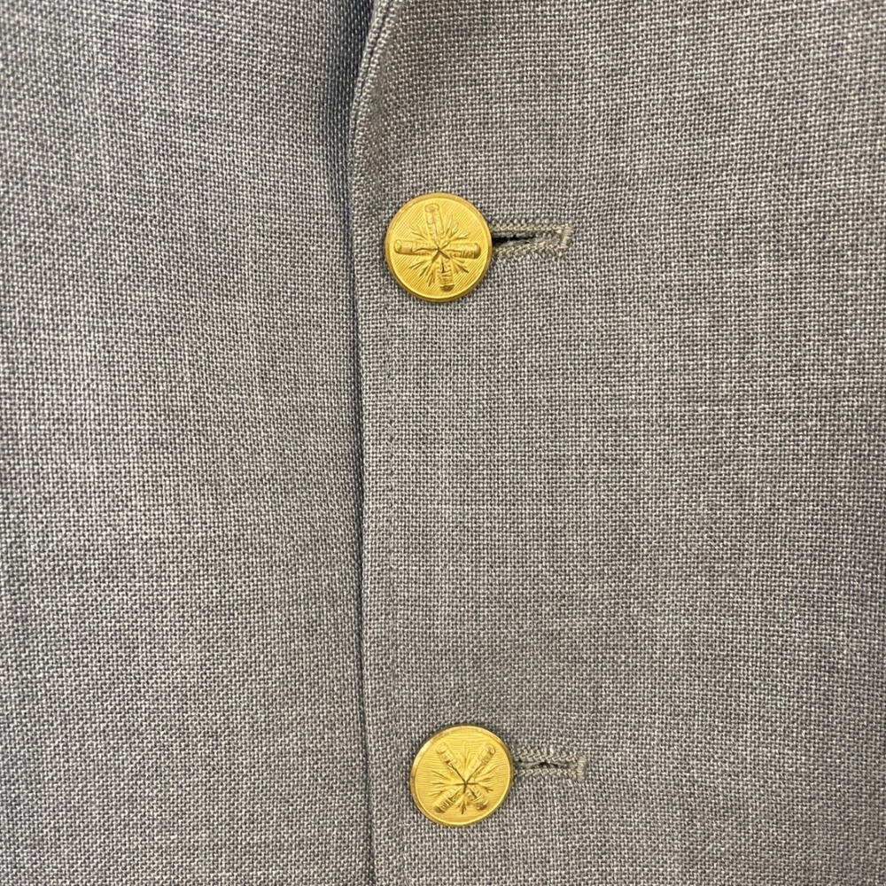 London Fog Mens Blazer 44R Gray Two Button Gold Accents Classic Made‎ in USA - Picture 3 of 11